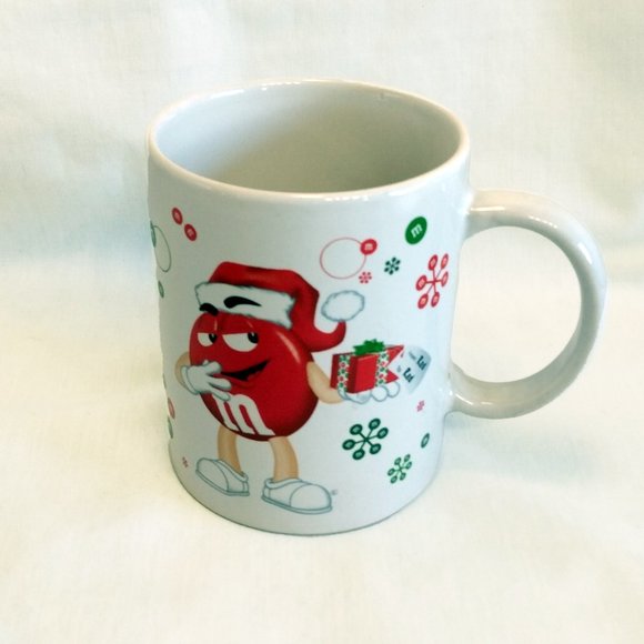 M&M's Yellow & Red Holiday Wrapping Paper 12 oz. Coffee Mug-2010 - Picture 2 of 7